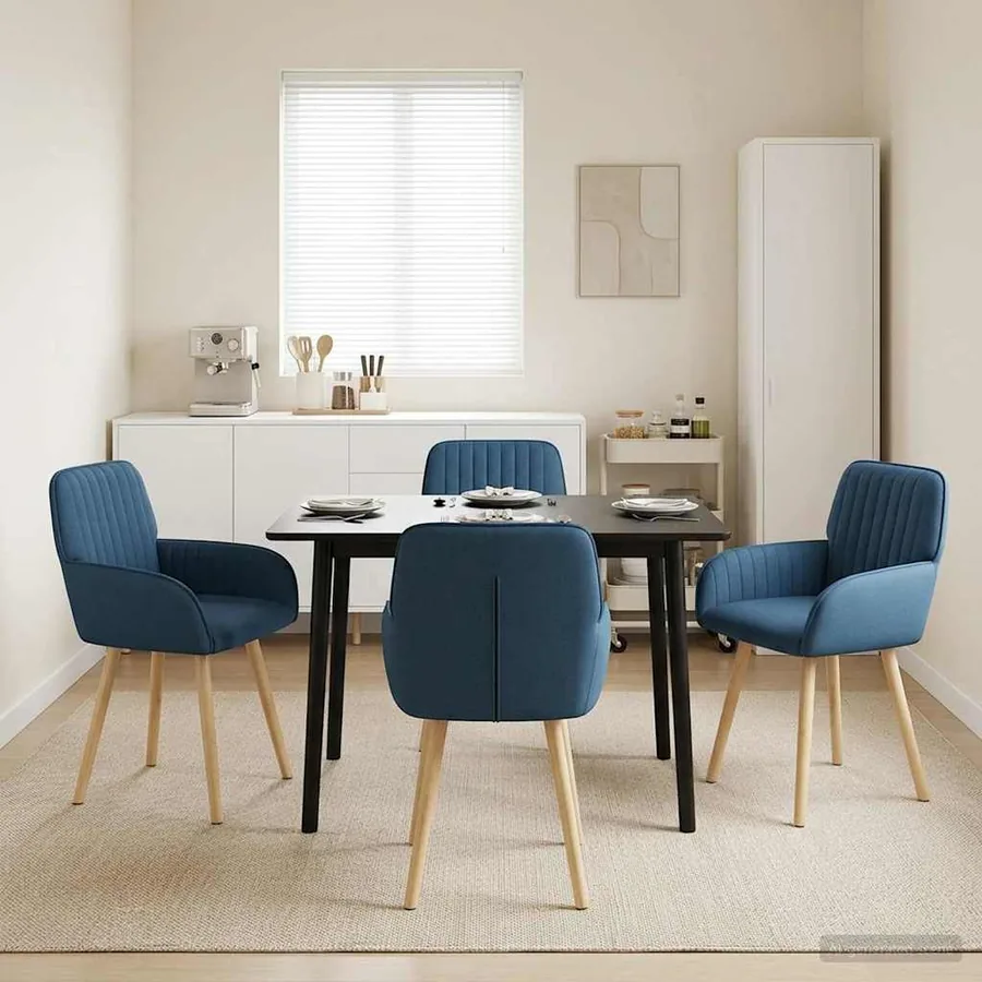 Chaises de salle à manger 4 pcs Tissu Bleu 56,5 x 50 x 87,5 cm