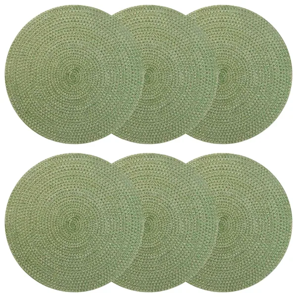 Placemets en jute 6 pcs Vert olive Ø 30 cm 100 % jute Tossa