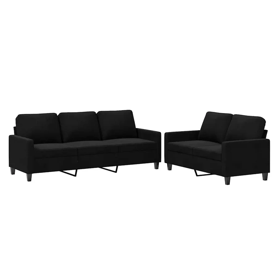 Ensemble de canapés 2 pcs avec coussins Noir Velours - 2