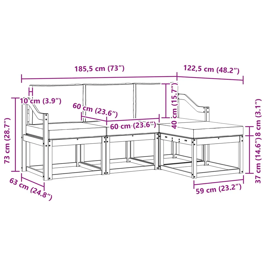 Ensemble de canapés d'extérieur 4 pcs - 6