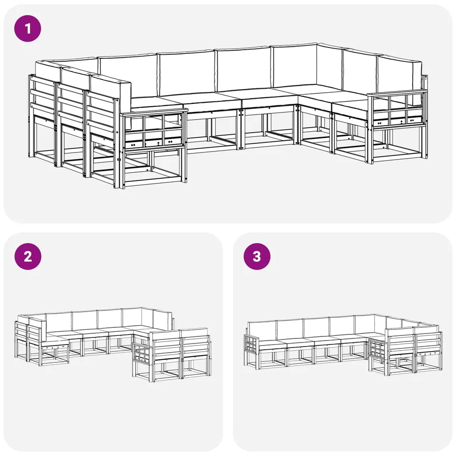Ensemble de canapés d'extérieur 9 pcs Blanc et anthracite - 7