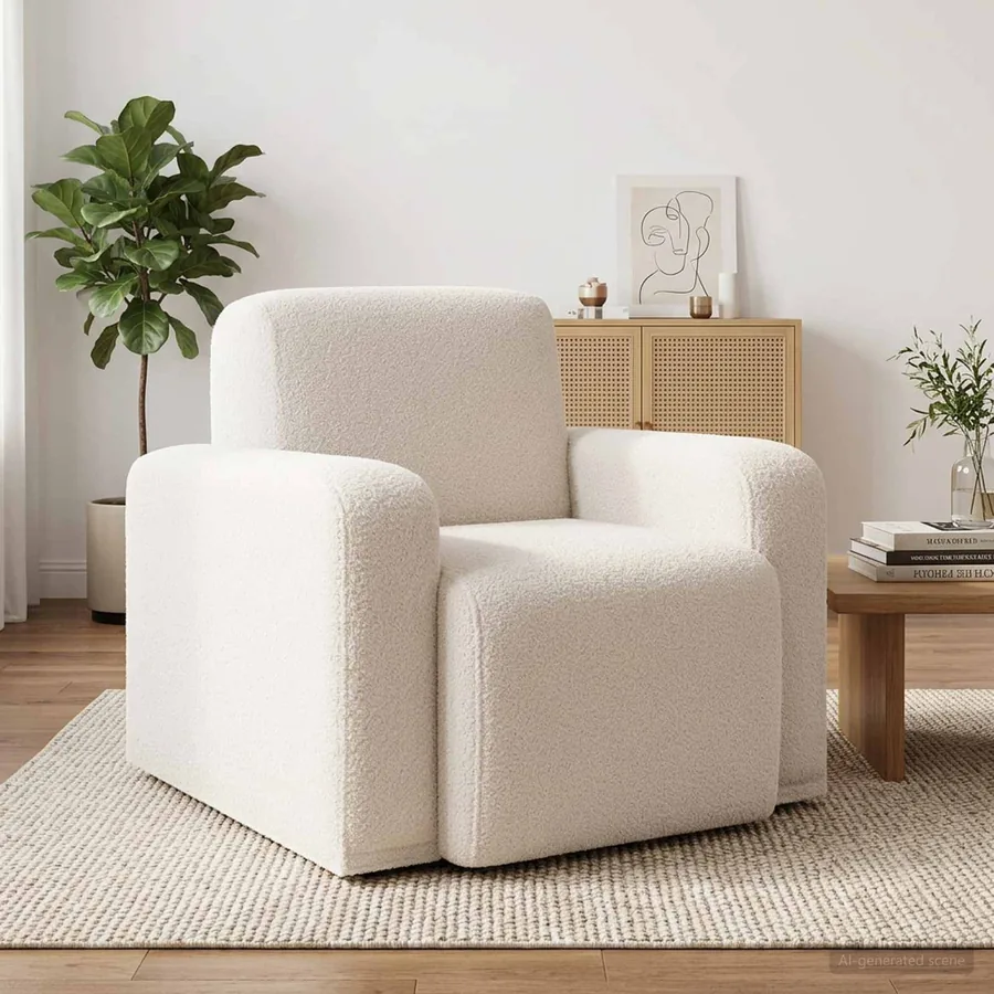 Fauteuil Crème Bouclé