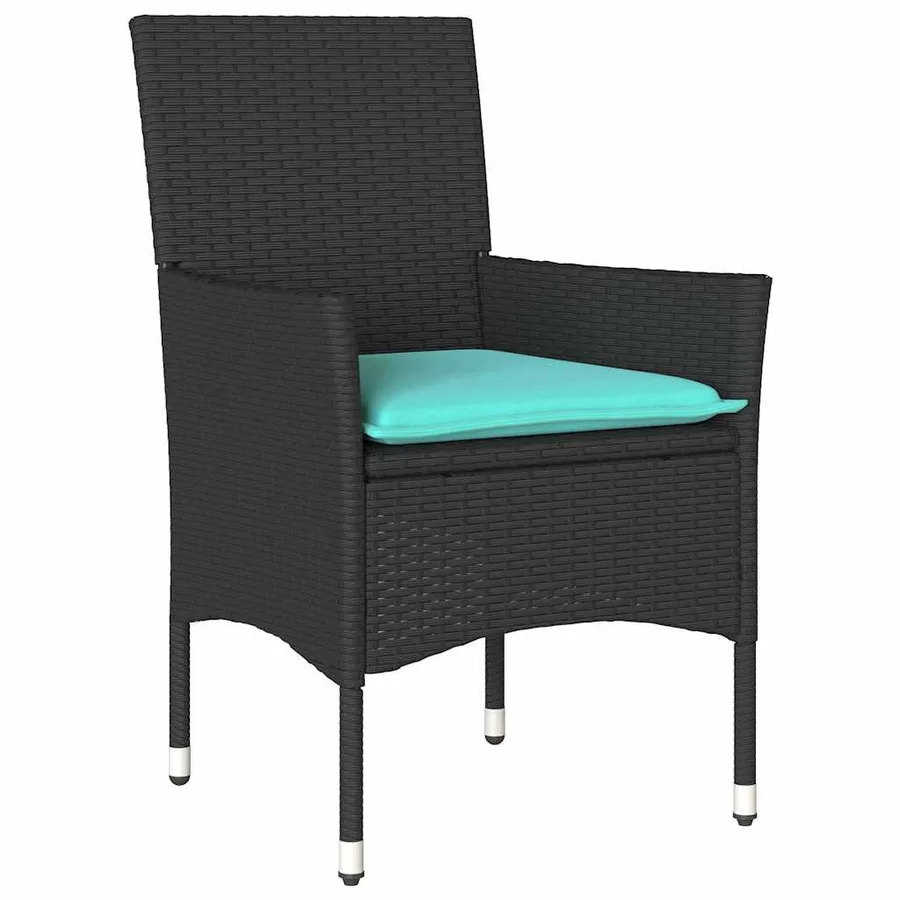Ensemble table et chaises avec coussin 7 pcs Noir Rotin PE - 6