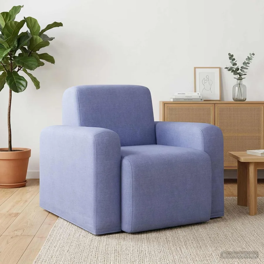 Fauteuil Bleu denim Tissu