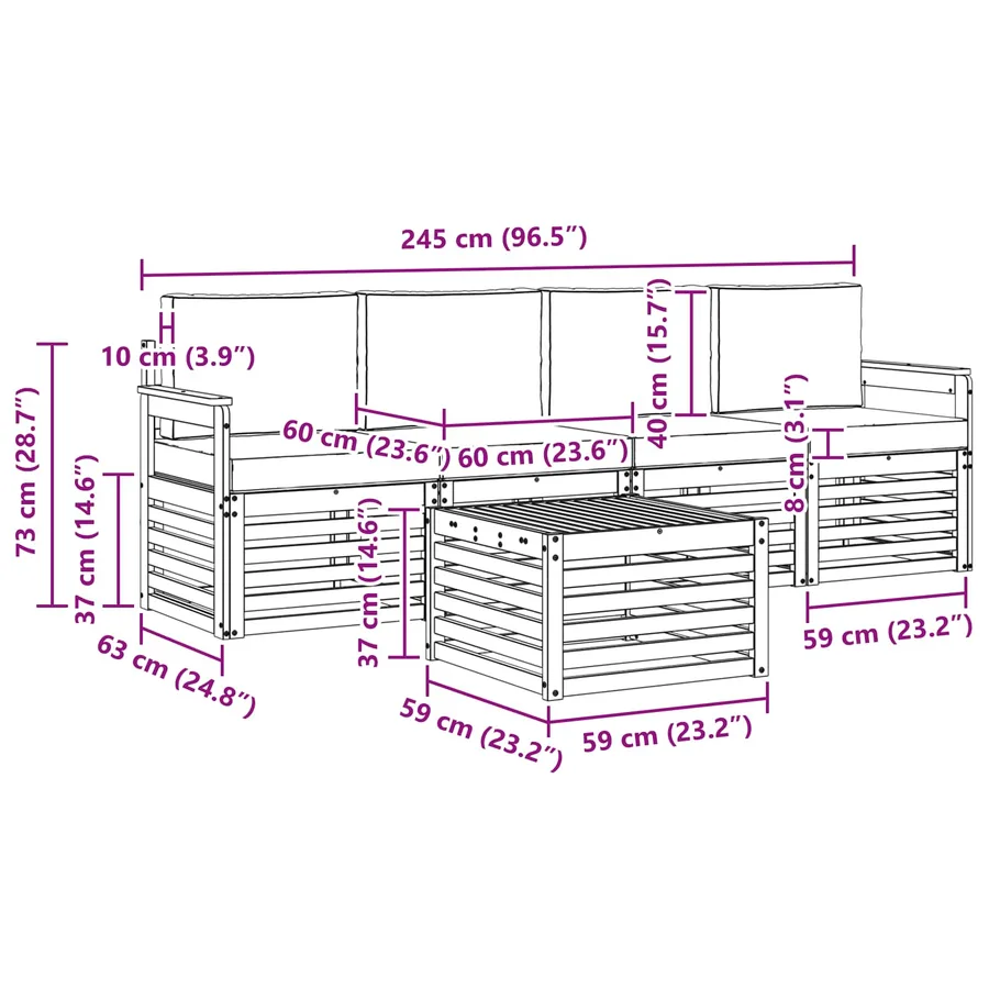 Ensemble de canapés d'extérieur 5 pcs Blanc et anthracite - 6