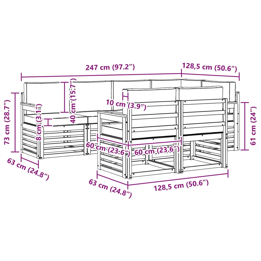 Ensemble de canapés d'extérieur 7 pcs Blanc et Beige - 7