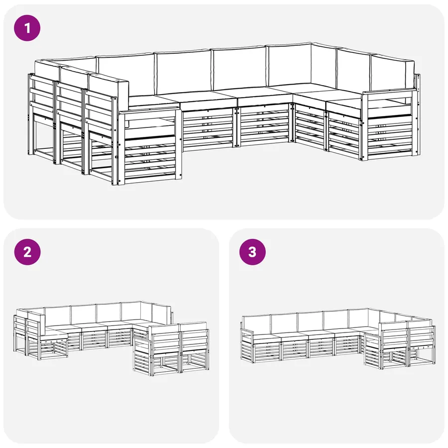 Ensemble de canapés d'extérieur 7 pcs Blanc et Beige - 7