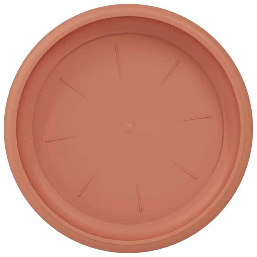 Plateau à fleurs rond 6 pcs Rouge brique Ø 14 x 2 cm Plastique - 7