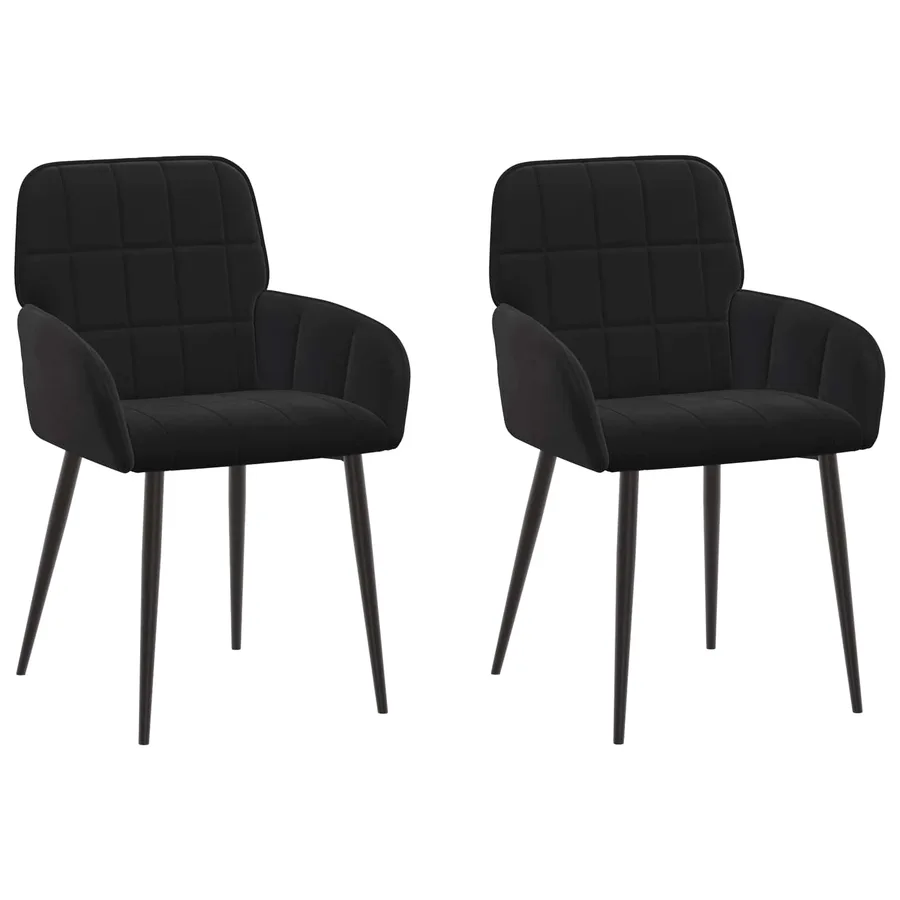 Chaises de salle à manger 2 pcs Velours Noir 57 x 50 x 85 cm - 2