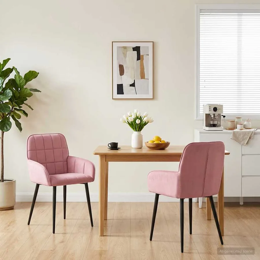 Chaises de salle à manger 2 pcs Velours Rose 57 x 50 x 85 cm