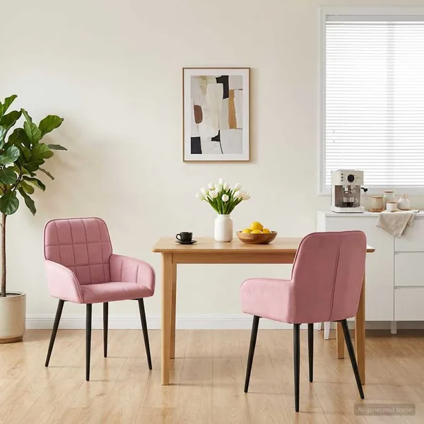 Chaises de salle à manger 2 pcs Velours Rose 57 x 50 x 85 cm