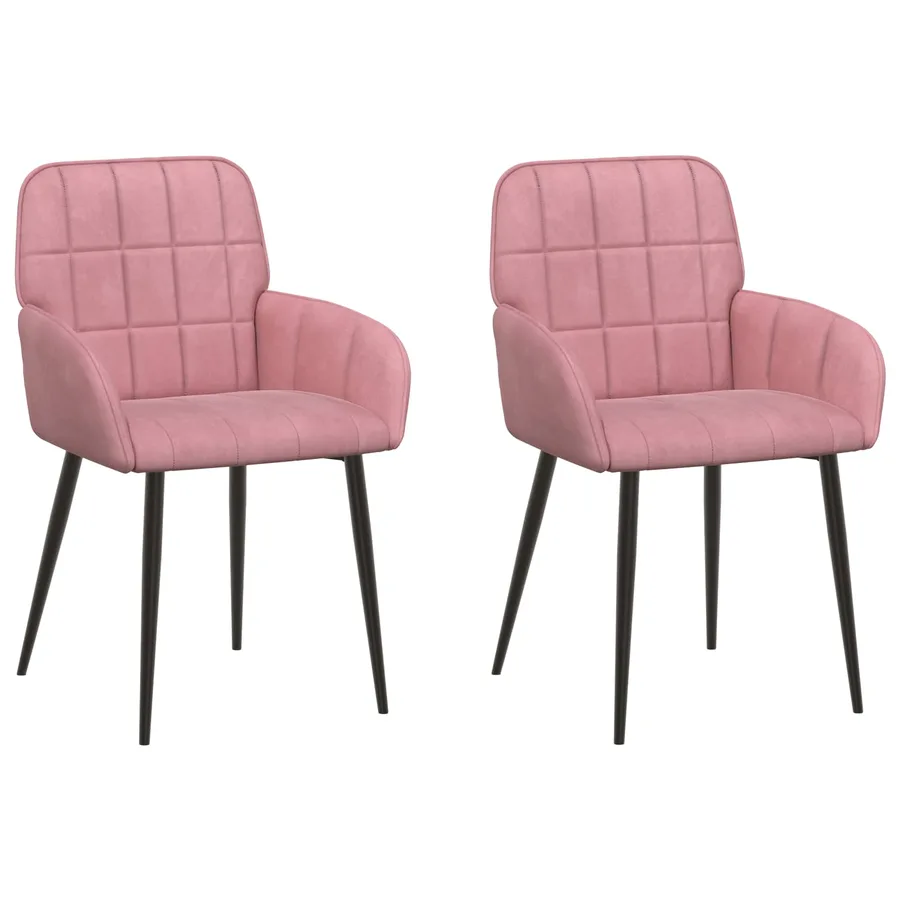 Chaises de salle à manger 2 pcs Velours Rose 57 x 50 x 85 cm - 2