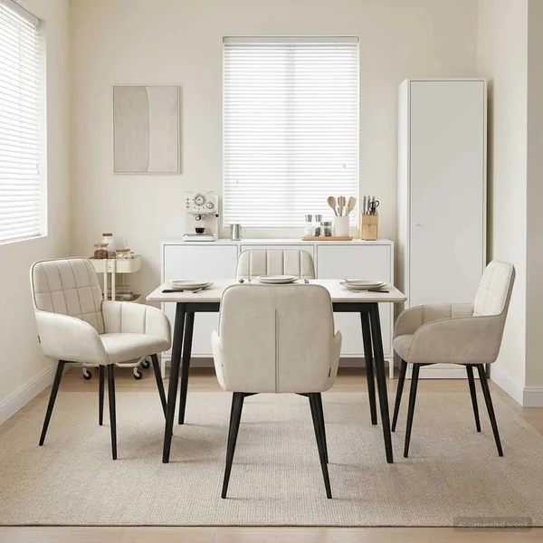 Chaises de salle à manger 4 pcs Velours Crème 57 x 50 x 85 cm