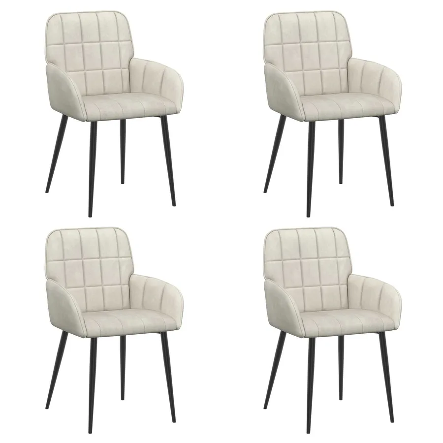 Chaises de salle à manger 4 pcs Velours Crème 57 x 50 x 85 cm - 2