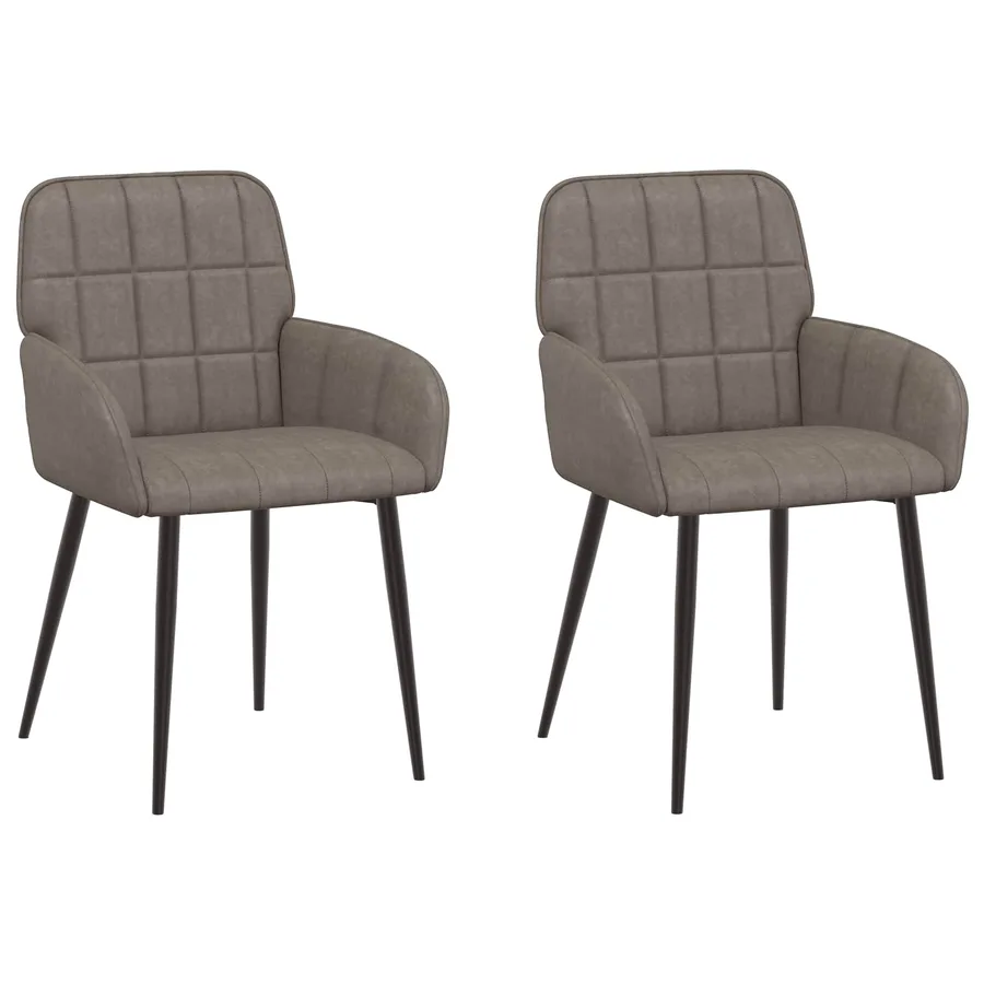 Chaises de salle à manger 2 pcs Simili cuir Gris - 2