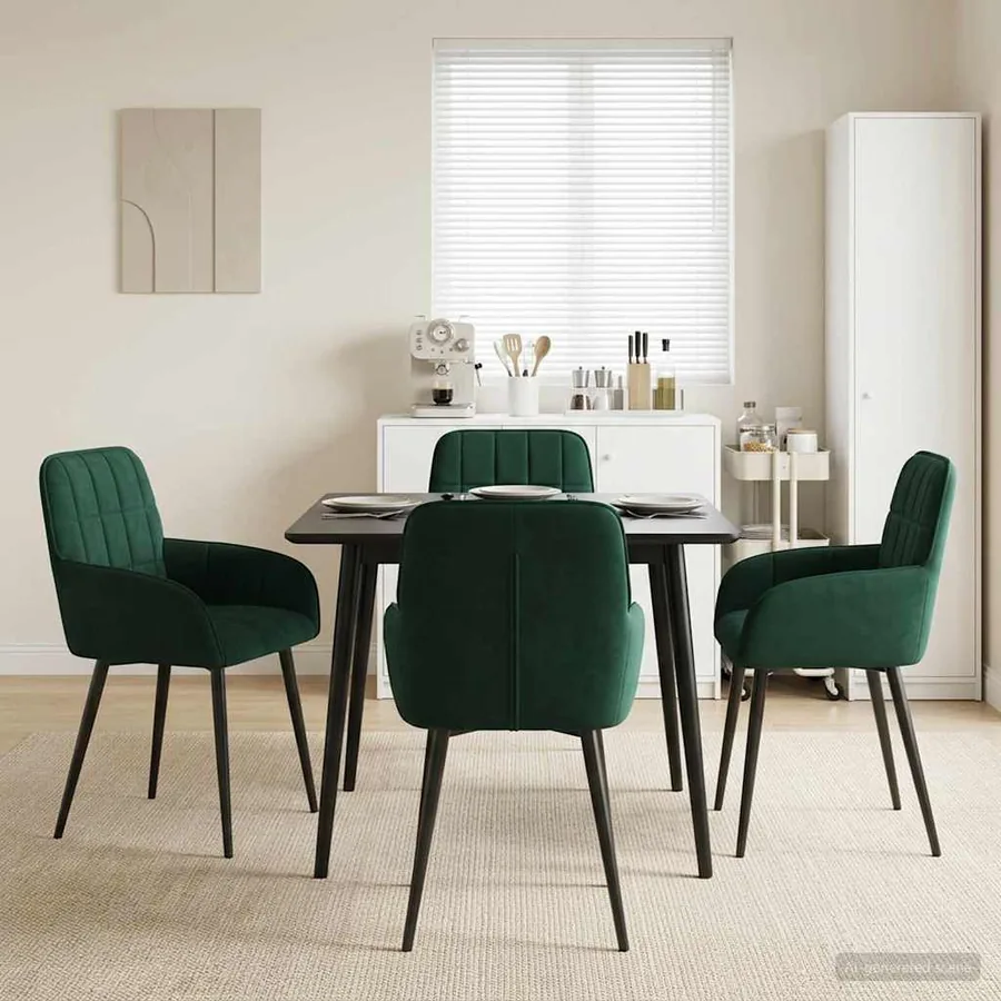 Chaises de salle à manger 4 pcs Velours Vert foncé