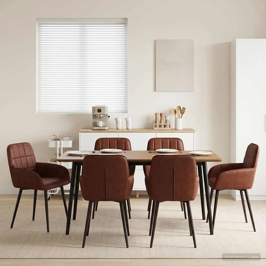 Chaises de salle à manger 6 pcs Simili cuir Brun Brillant