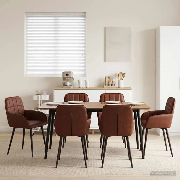 Chaises de salle à manger 6 pcs Simili cuir Brun Brillant
