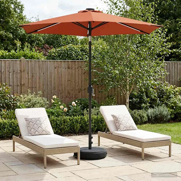 Parasol de jardin avec lumières LED et base 230 x 230 cm