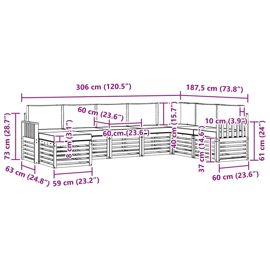 Ensemble de canapés d'extérieur 6 pcs Blanc et Beige - 7