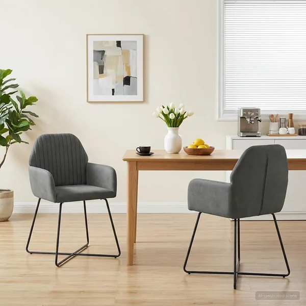 Chaises de salle à manger 2 pcs Velours Gris foncé