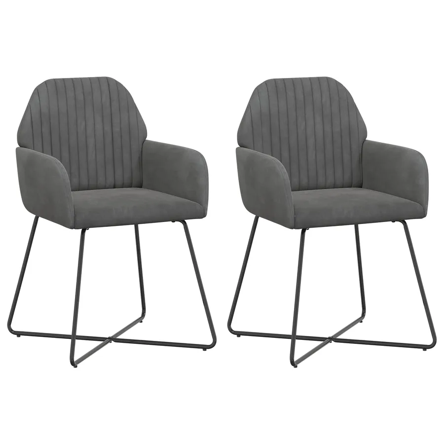 Chaises de salle à manger 2 pcs Velours Gris foncé - 2