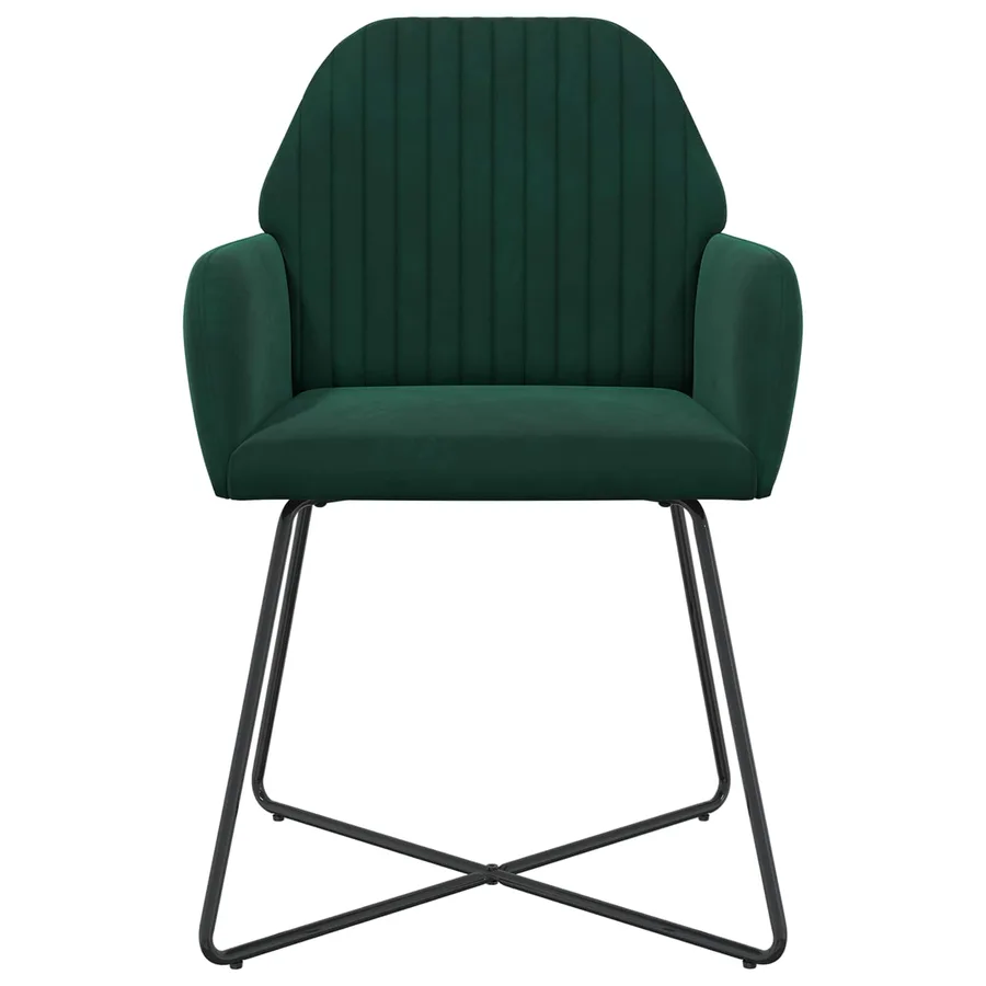 Chaises de salle à manger 6 pcs Velours Vert foncé - 3