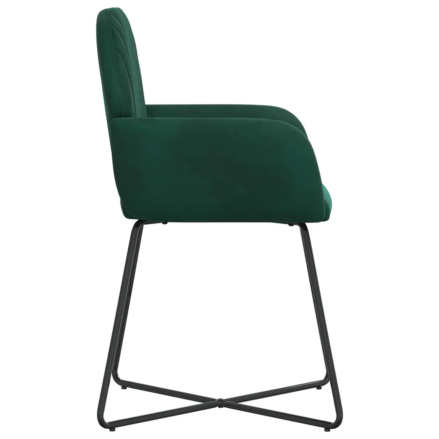 Chaises de salle à manger 6 pcs Velours Vert foncé - 4