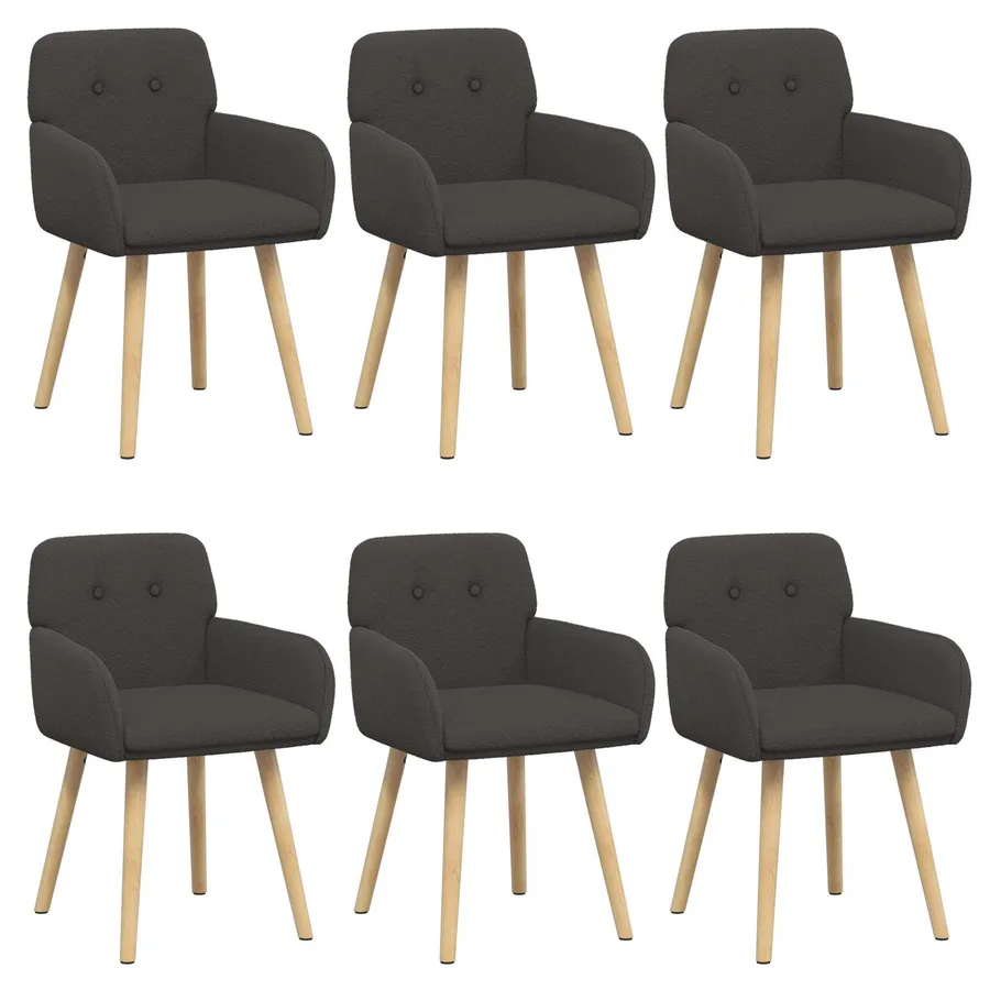 Chaises de salle à manger 6 pcs Bouclé Gris foncé - 2