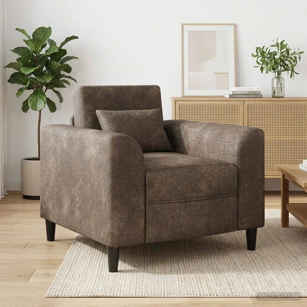 Fauteuil Gris foncé Simili daim