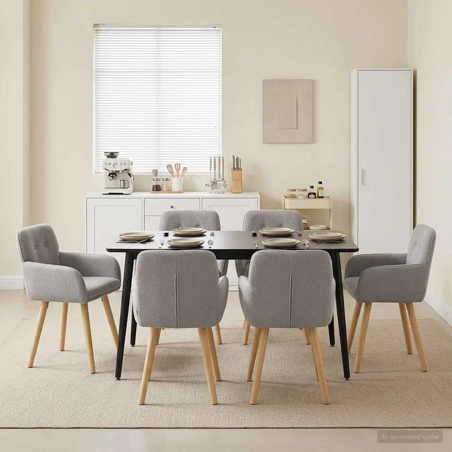 Chaises de salle à manger 6 pcs Bouclé Gris clair