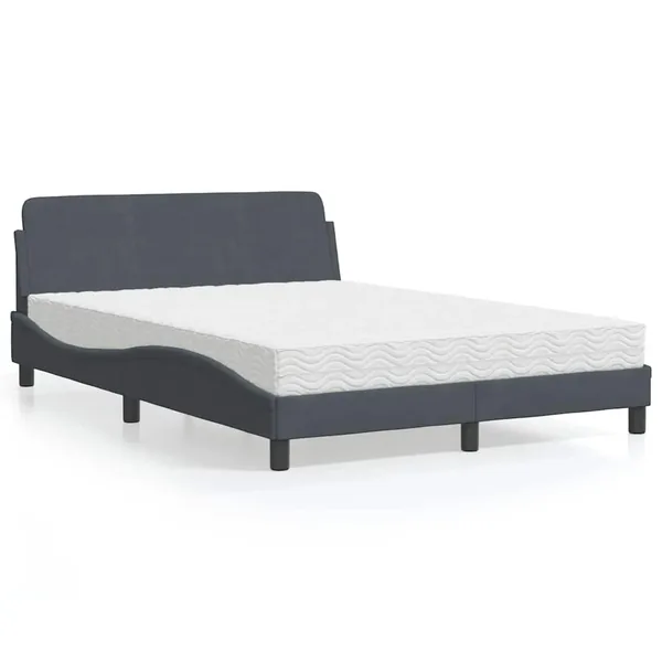 Lit avec matelas Dover gris foncé 140x200 cm velours