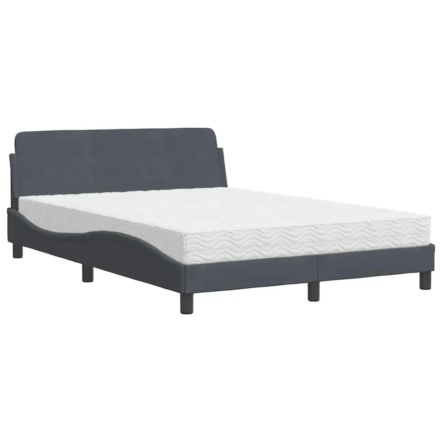 Lit avec matelas Dover gris foncé 140x200 cm velours - 2