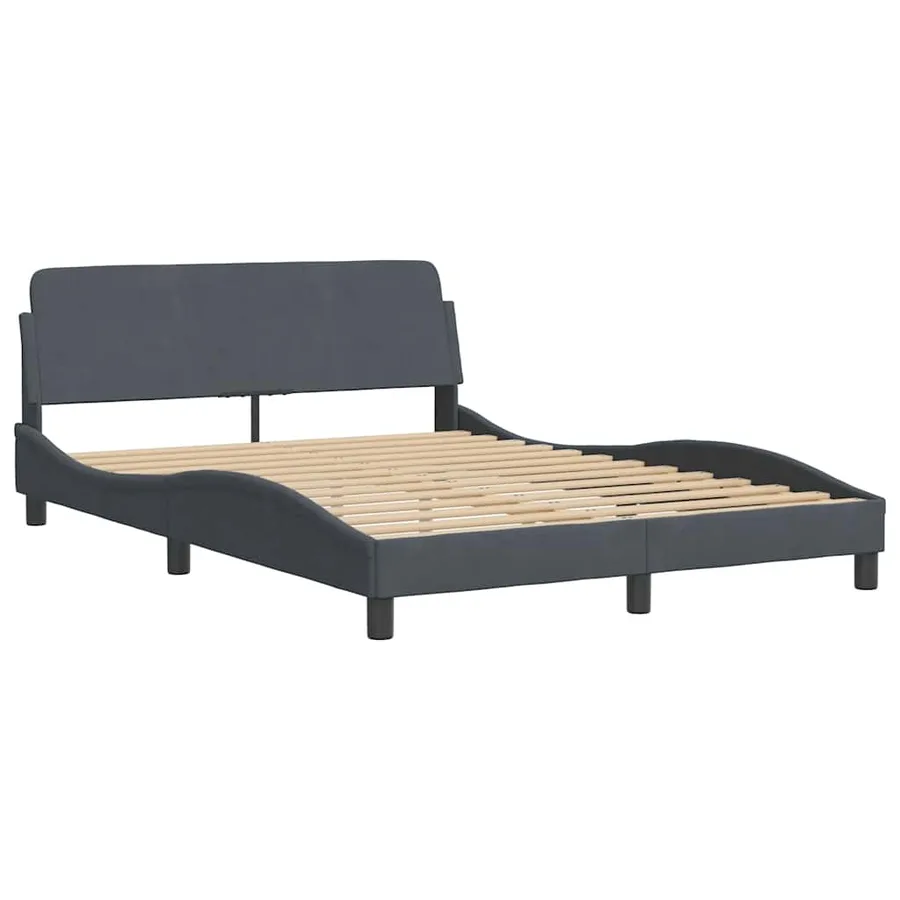 Lit avec matelas Dover gris foncé 140x200 cm velours - 4