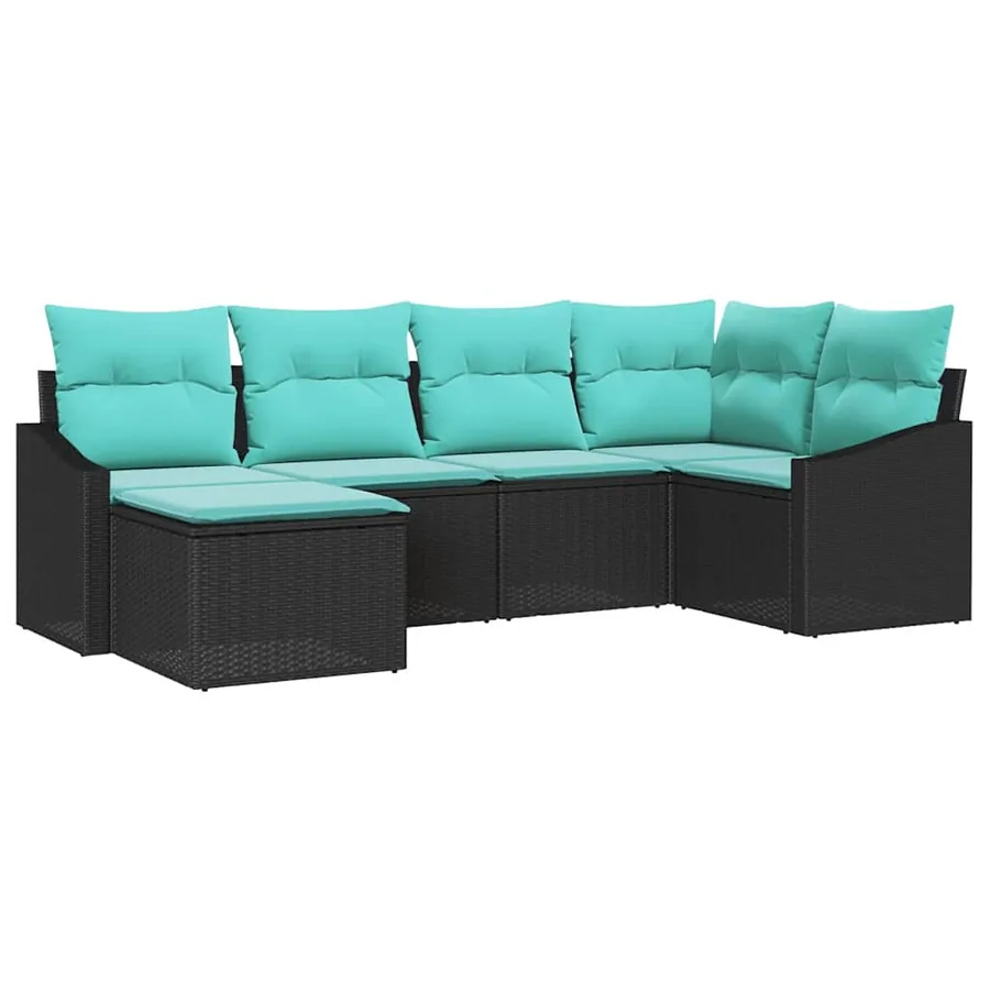 Ensemble de Canapés avec coussin 6 pcs Noir polyrotin - 2
