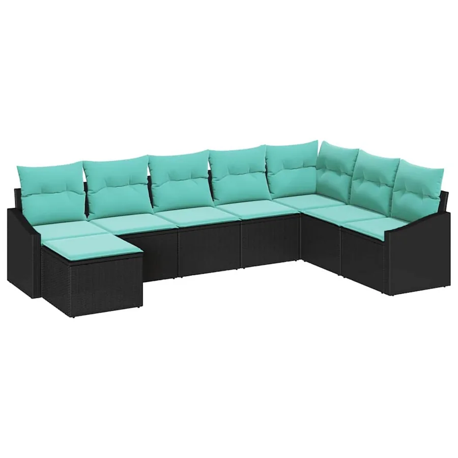 Ensemble de Canapés avec coussin 8 pcs Noir polyrotin - 2