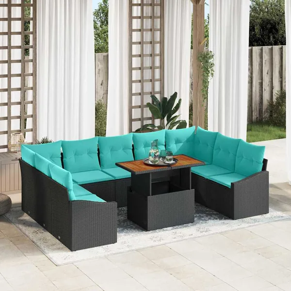 Ensemble de canapé de jardin 10 pc 9-Nombre de places