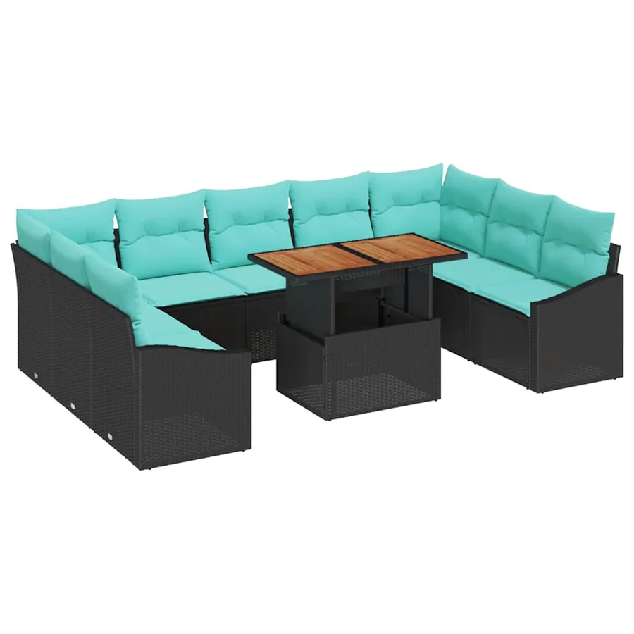 Ensemble de canapé de jardin 10 pc 9-Nombre de places - 2