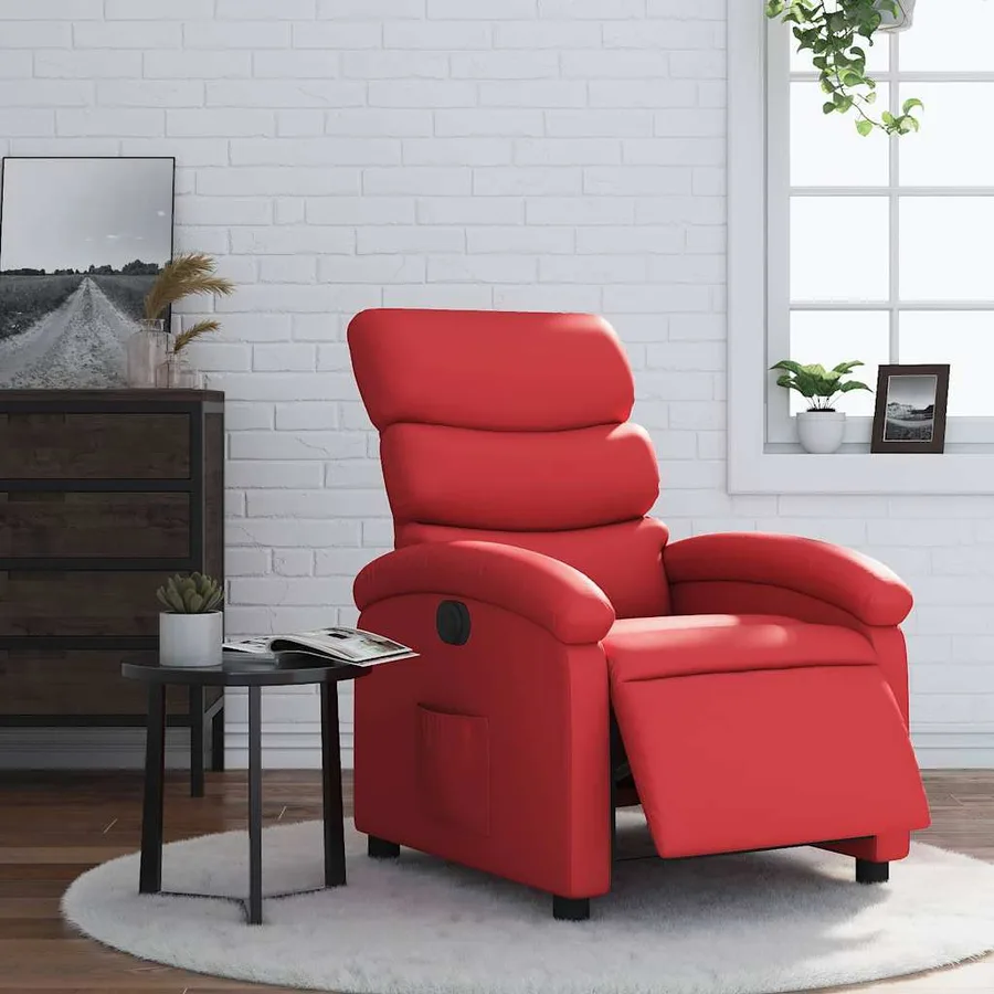 Fauteuil inclinable électrique Rouge Similicuir - 16