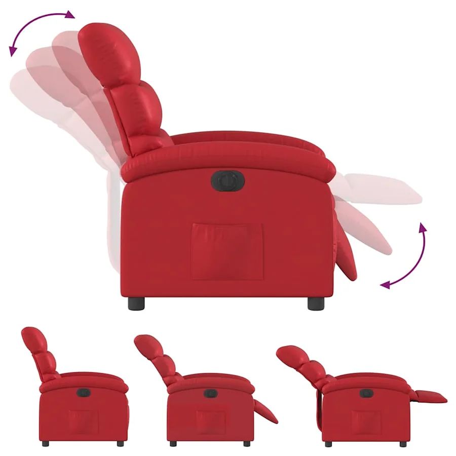 Fauteuil inclinable électrique Rouge Similicuir - 7