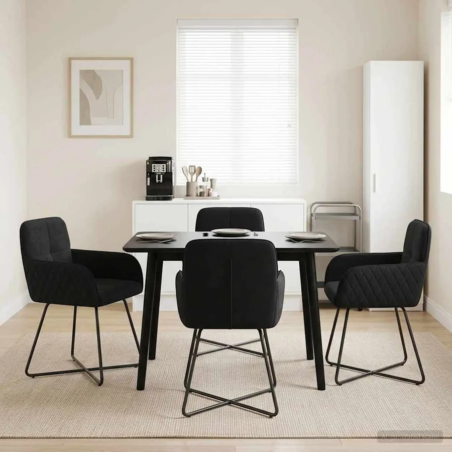 Chaises de salle à manger 4 pcs Velours Noir 59 x 56,5 x 86 cm