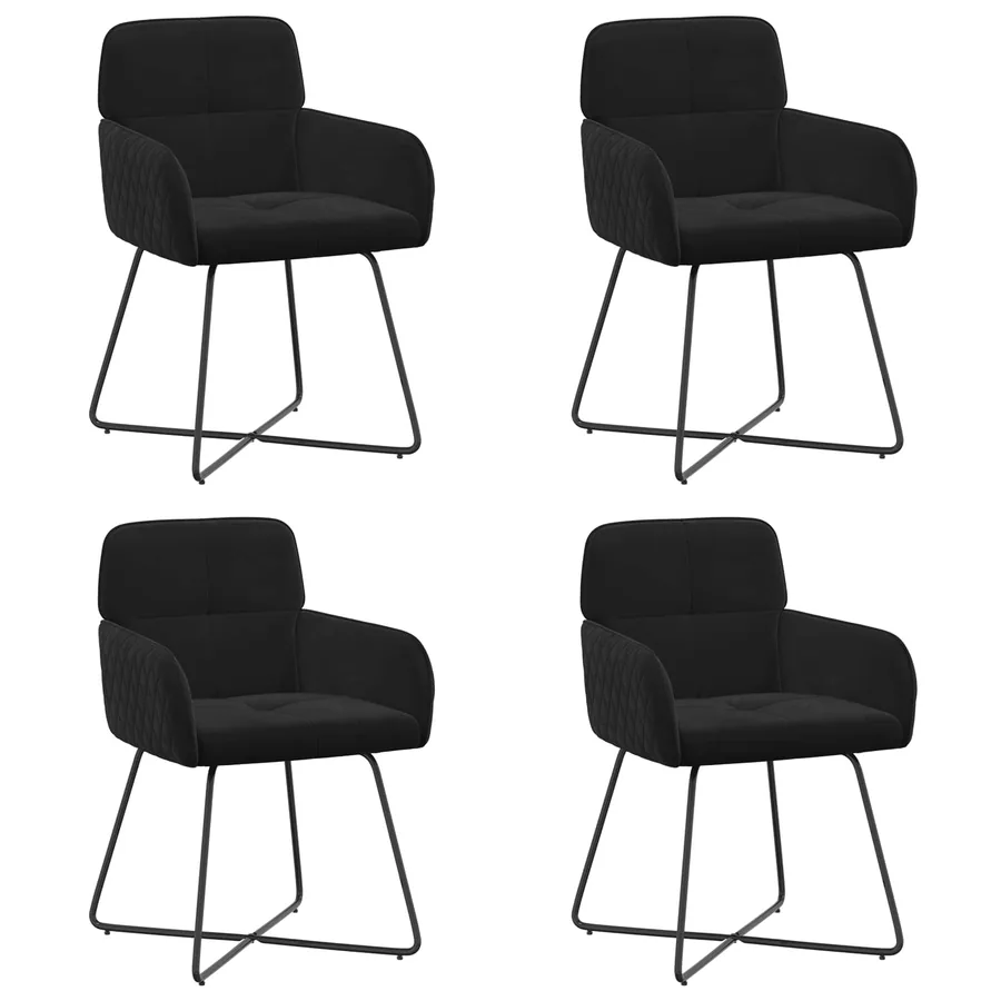 Chaises de salle à manger 4 pcs Velours Noir 59 x 56,5 x 86 cm - 2