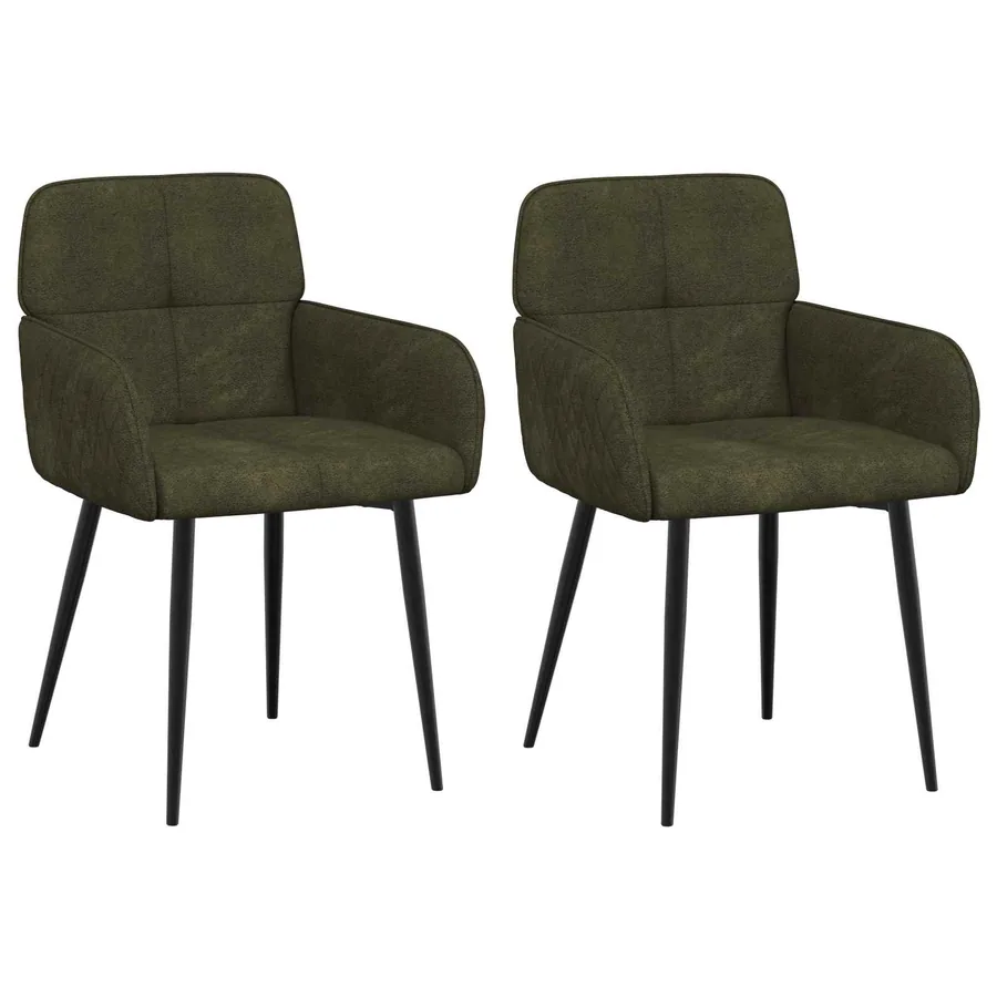 Chaises de salle à manger 2 pcs Simili daim Vert armée - 2