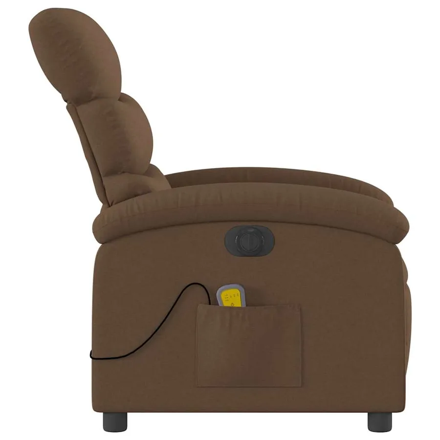 Fauteuil inclinable de massage électrique marron tissu - 10