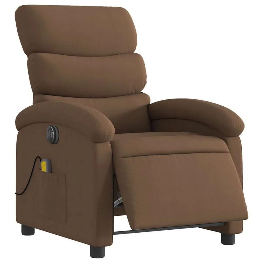 Fauteuil inclinable de massage électrique marron tissu - 3