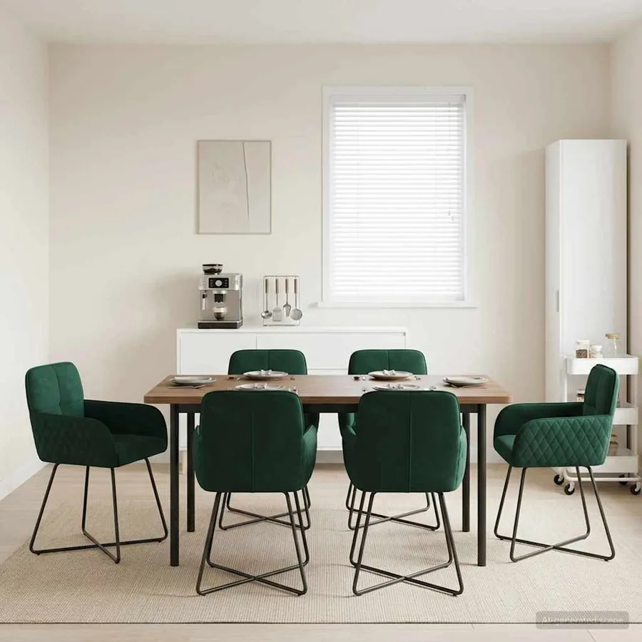 Chaises de salle à manger 6 pcs Velours Vert foncé