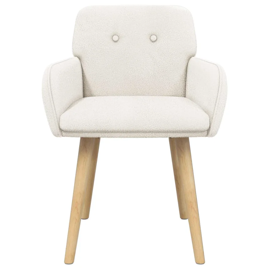 Chaises de salle à manger 2 pcs Bouclé Crème 59 x 57 x 85 cm - 3
