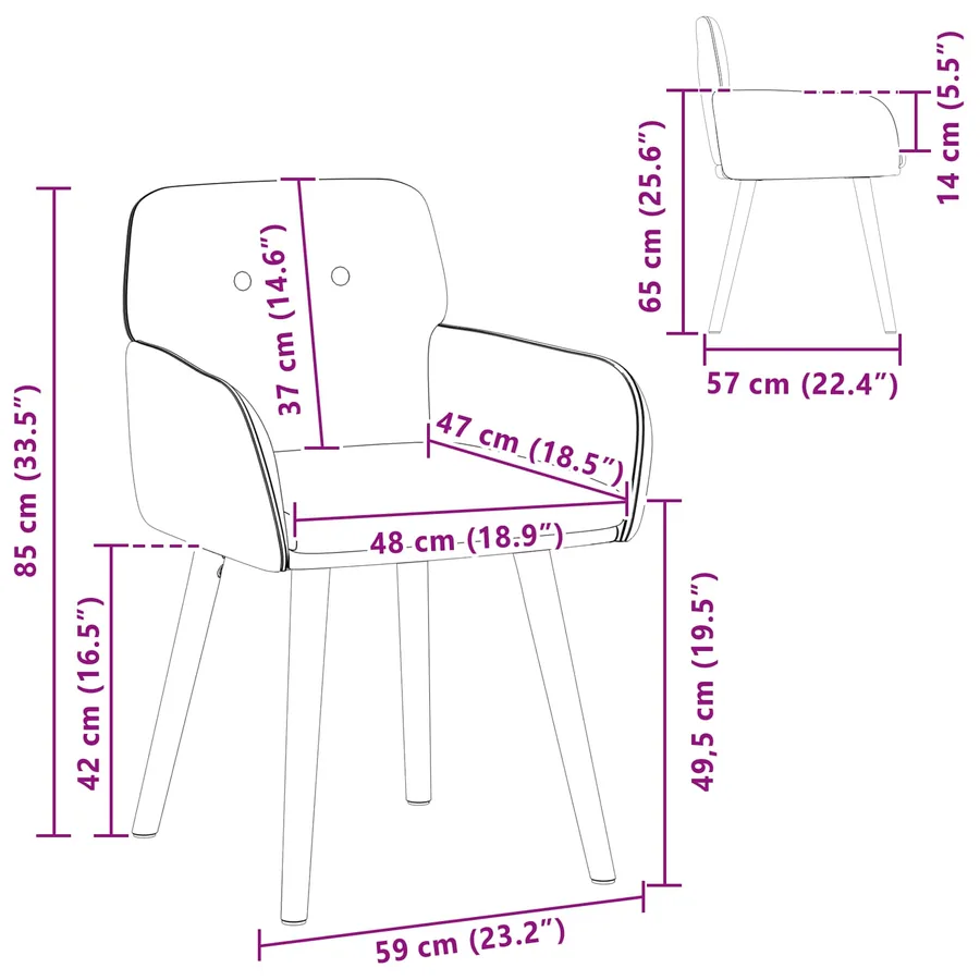 Chaises de salle à manger 2 pcs Bouclé Crème 59 x 57 x 85 cm - 8