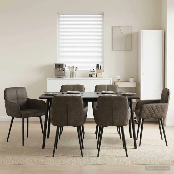 Chaises de salle à manger 6 pcs Simili daim Gris foncé