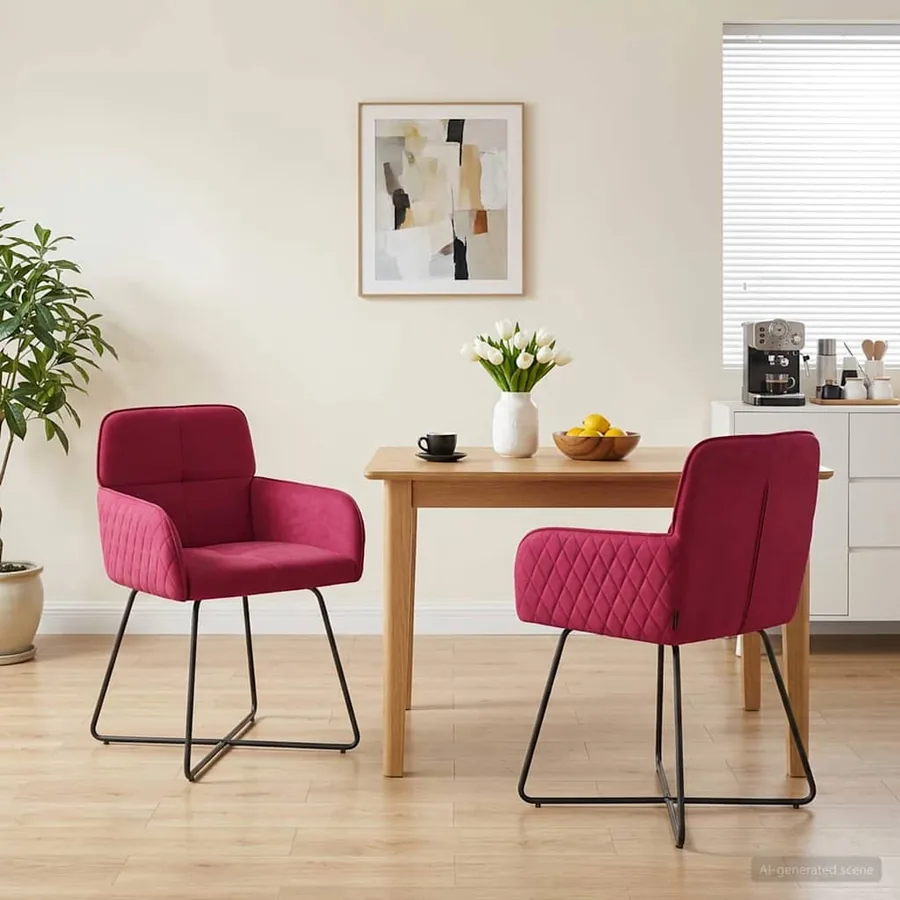 Chaises de salle à manger 2 pcs Velours Bordeaux